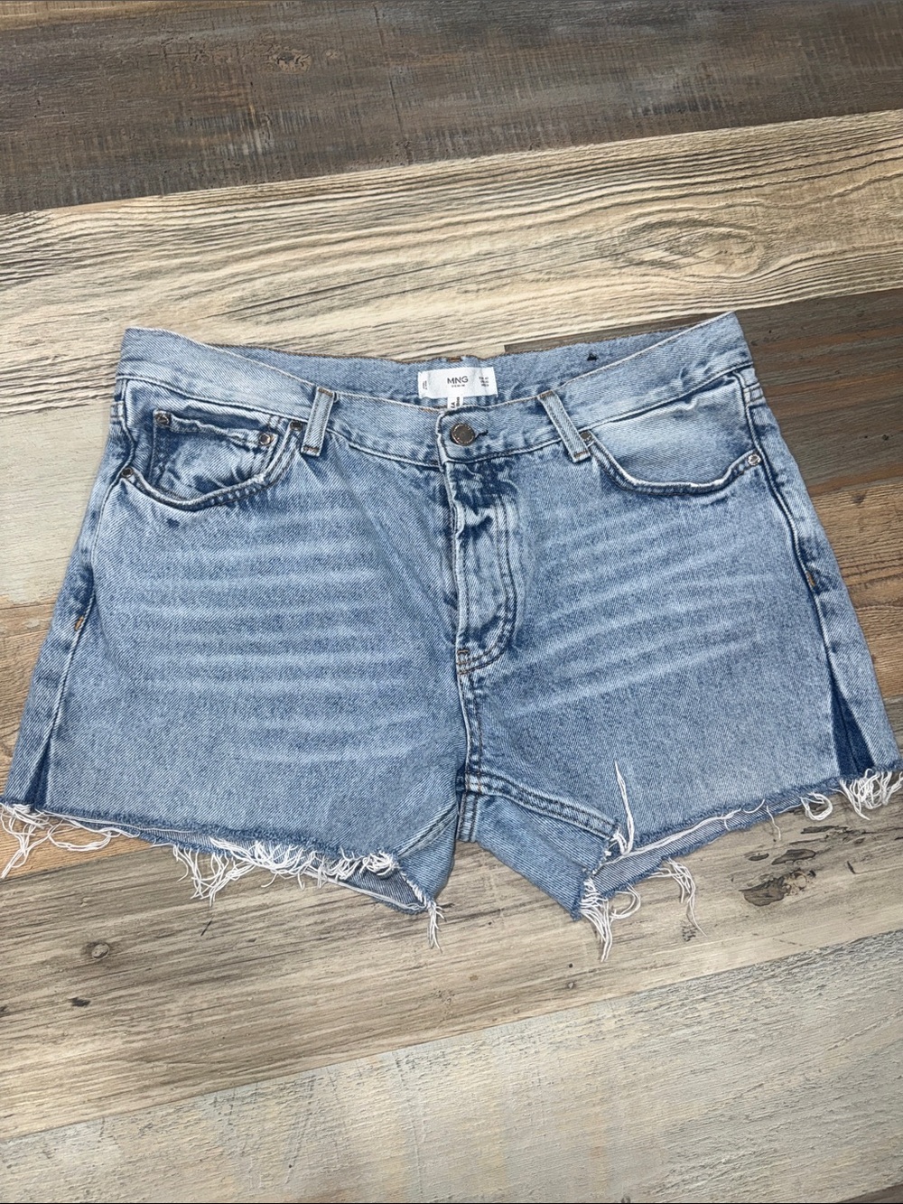 Light Wash Distressed Denim Cutoff Shorts